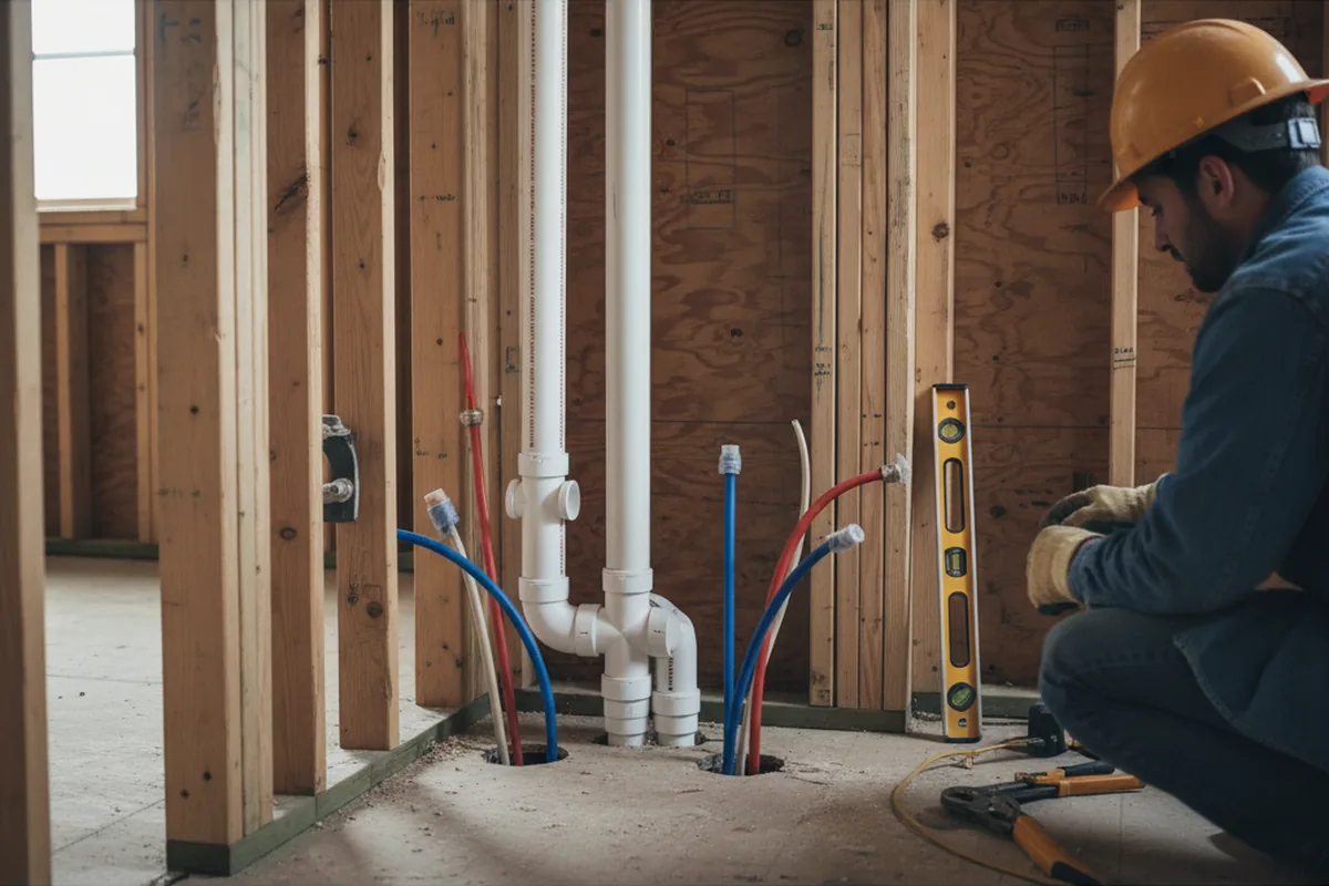 Drain and supply rough-in during Garbage Disposal Repair in Fairfax